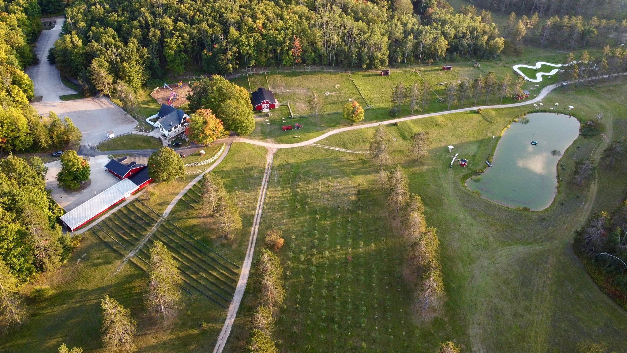Fall colors across the fields at Wilderness Valley Farm near Gaylord, Michigan