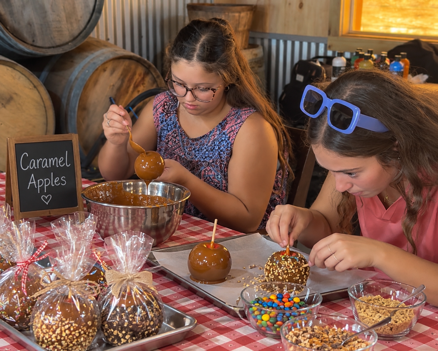 A caramel apple with toppings made at Apple Fest, Wilderness Valley Farm in Gaylord, Michigan